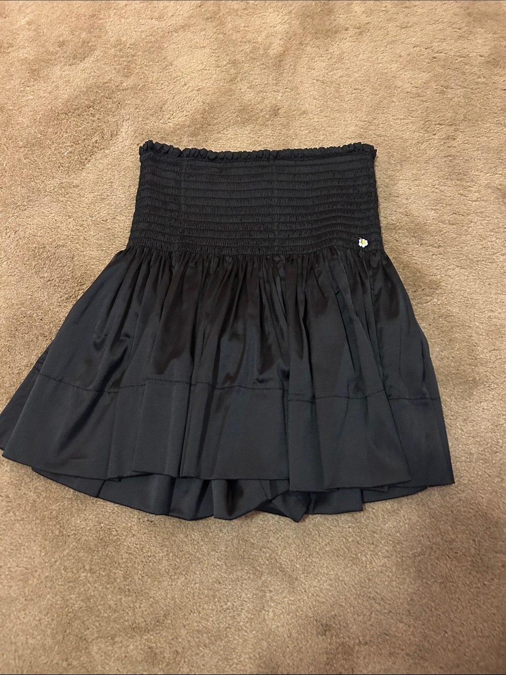 NATURAL LIFE Black Smocked Waist Ruffled Shorts